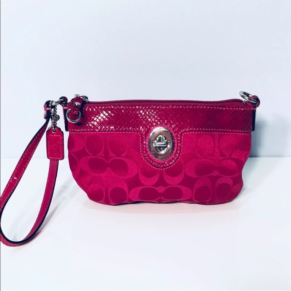 Coach Handbags - Coach Red Signature Wristlet